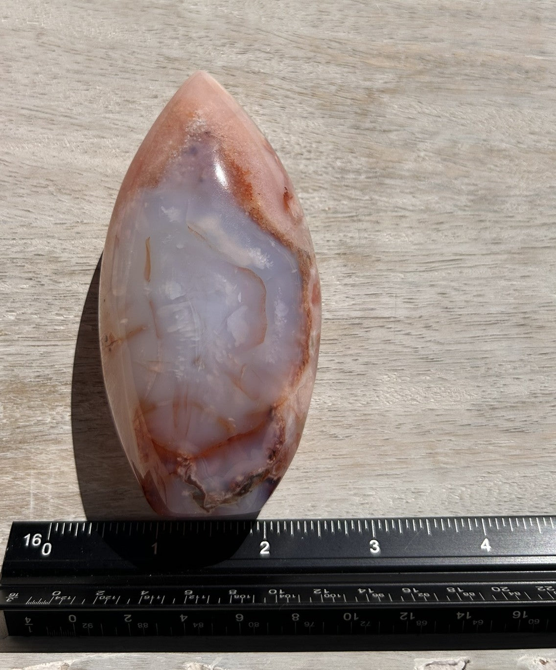 Pink Carnelian Flower Agate Flame - 1B