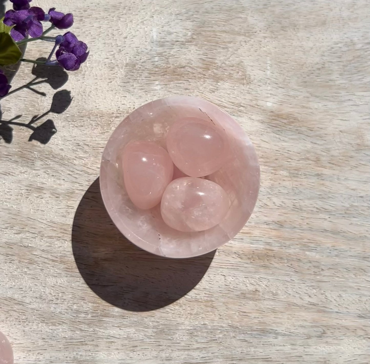 (One) Beautiful Rose Quartz Bowl - 2" - 1F