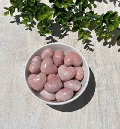 (One) 1" Pink Opal Heart carving - $7.99ea