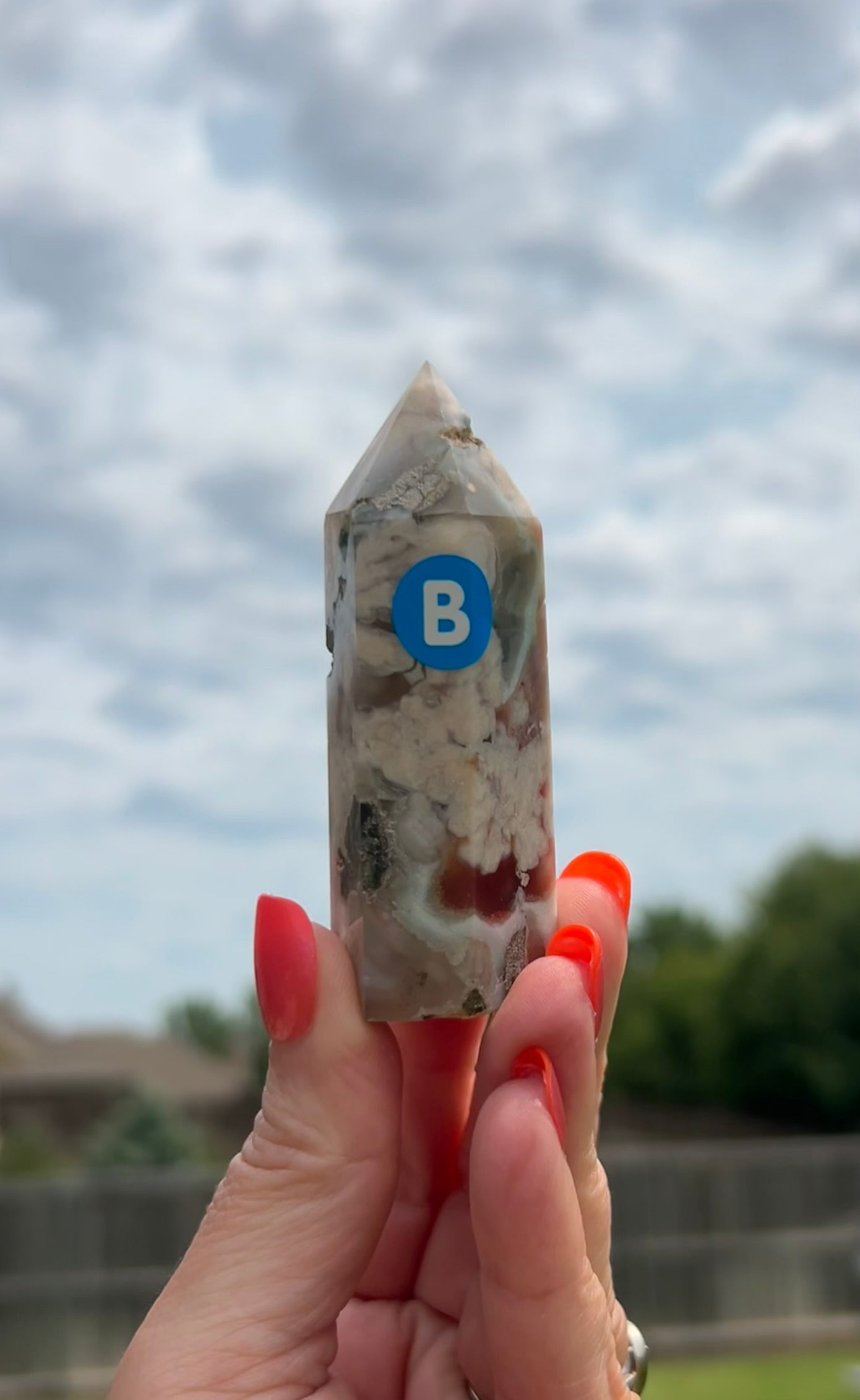 Green Flower Agate Tower (2.3") - #B