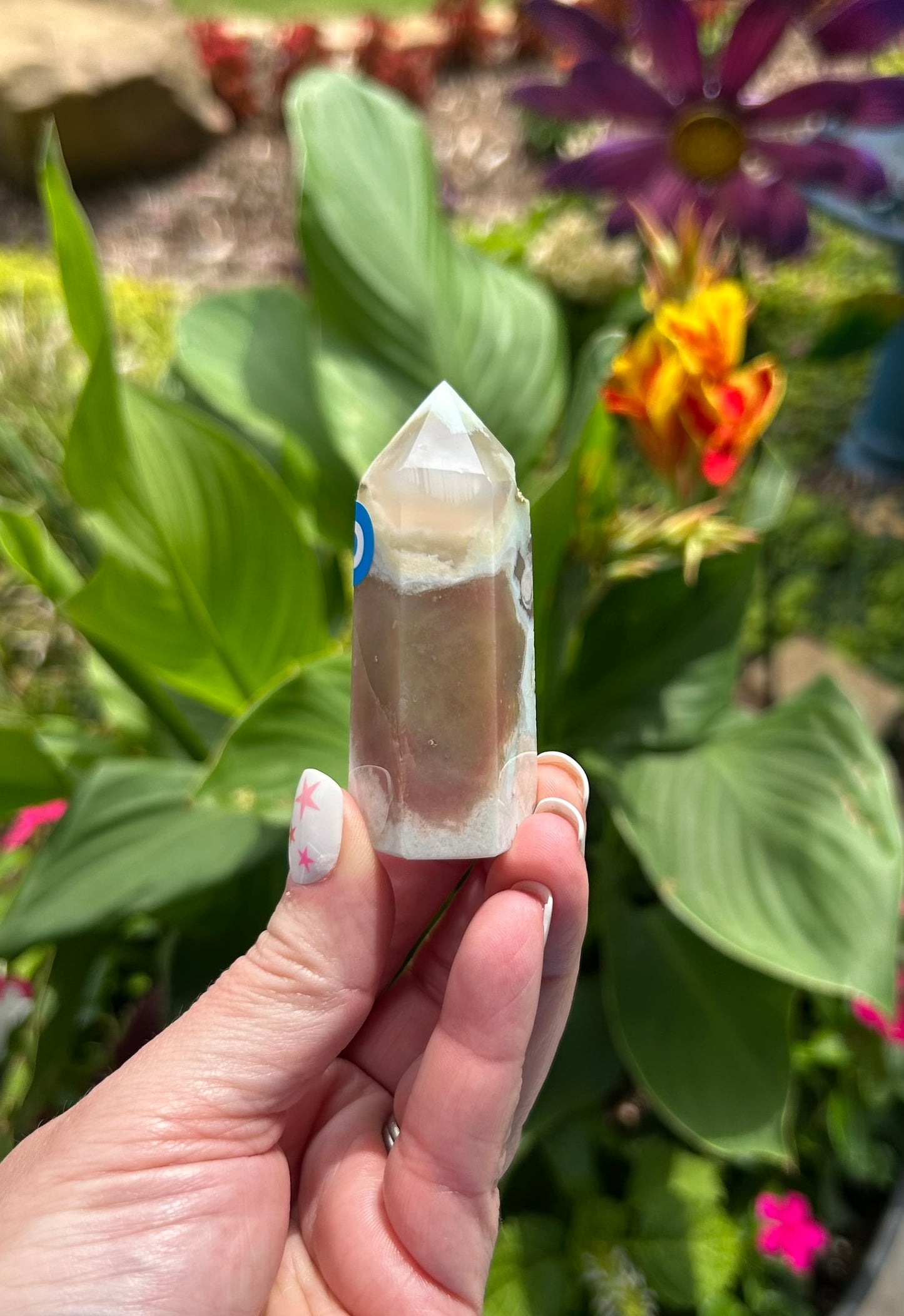 Green Flower Agate Tower (2.3") - #D