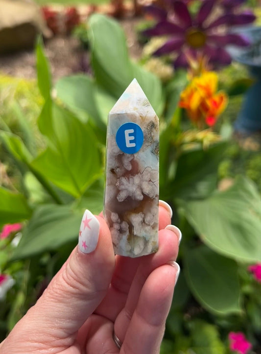 Green Flower Agate Tower (2.3") - #E