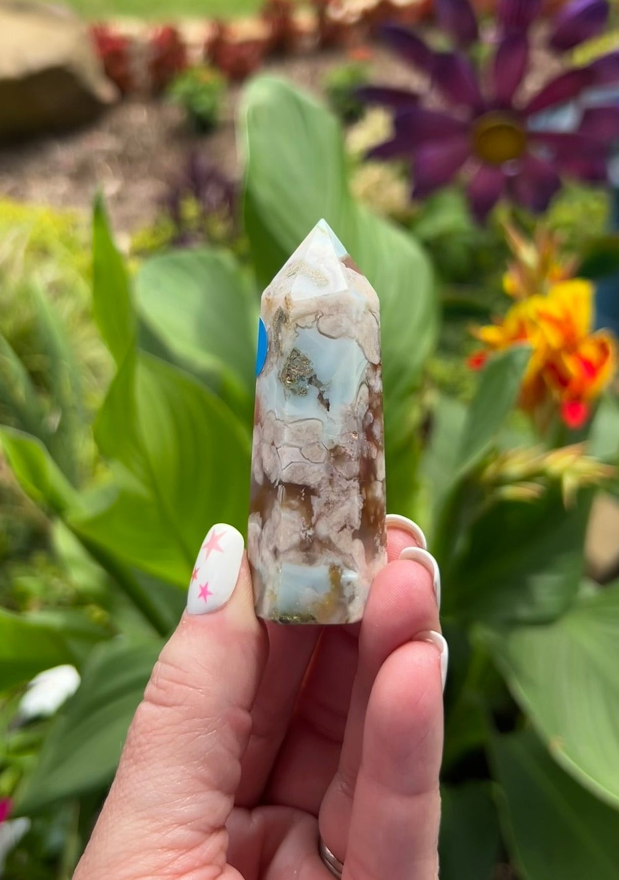 Green Flower Agate Tower (2.3") - #E
