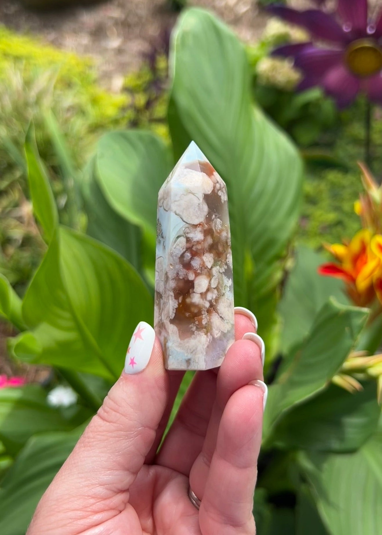Green Flower Agate Tower (2.3") - #E