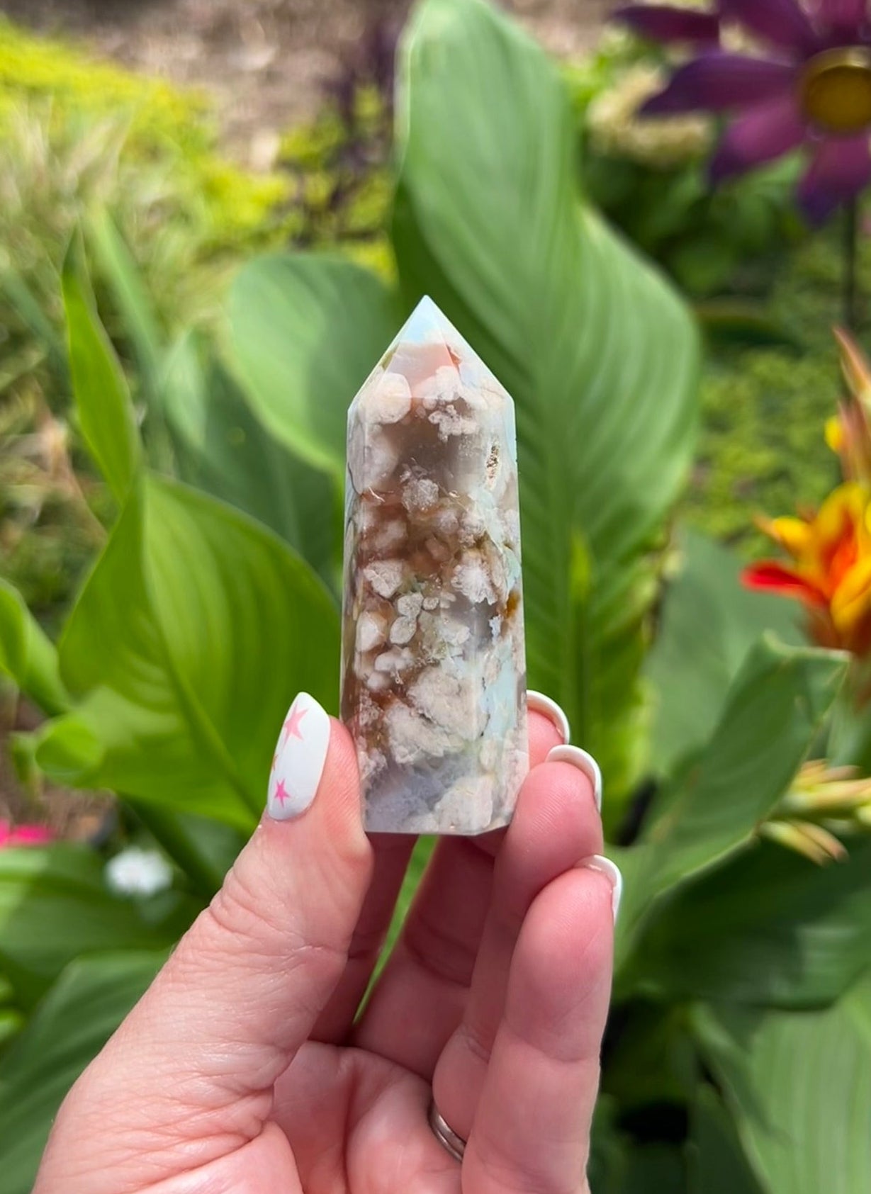 Green Flower Agate Tower (2.3") - #E