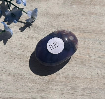 Blue Flower Agate Palm Stone - 11B