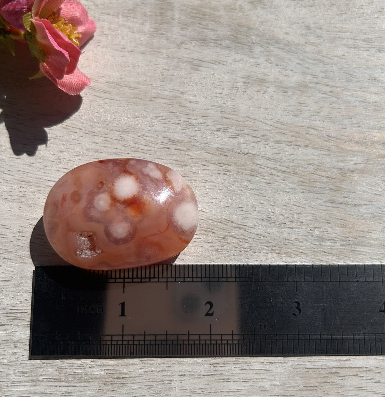 Carnelian Flower Agate Palm Stone - 06C