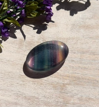 Rainbow Fluorite Palm Stone - 12B