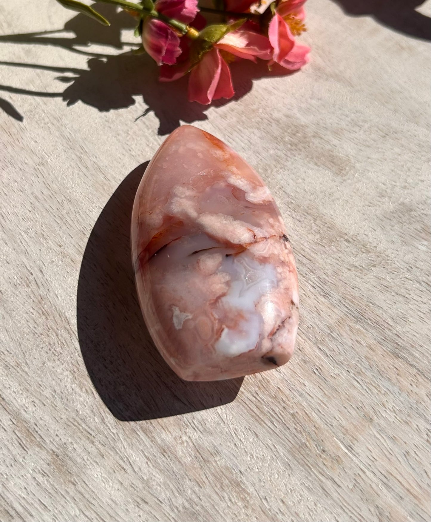 Pink Carnelian Flower Agate Flame - 1C