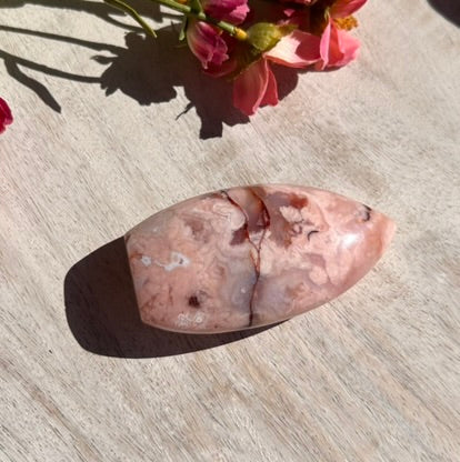 Pink Carnelian Flower Agate Flame - 1C