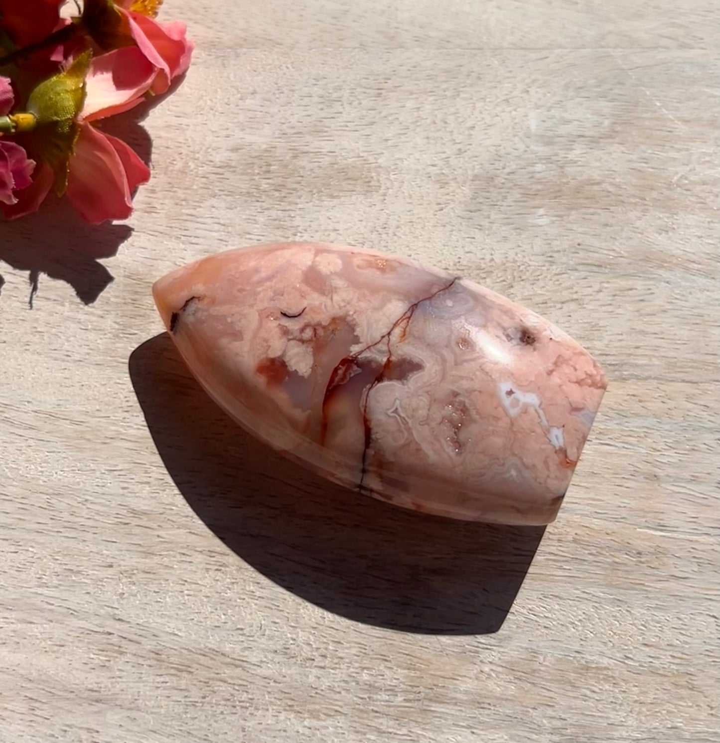 Pink Carnelian Flower Agate Flame - 1C