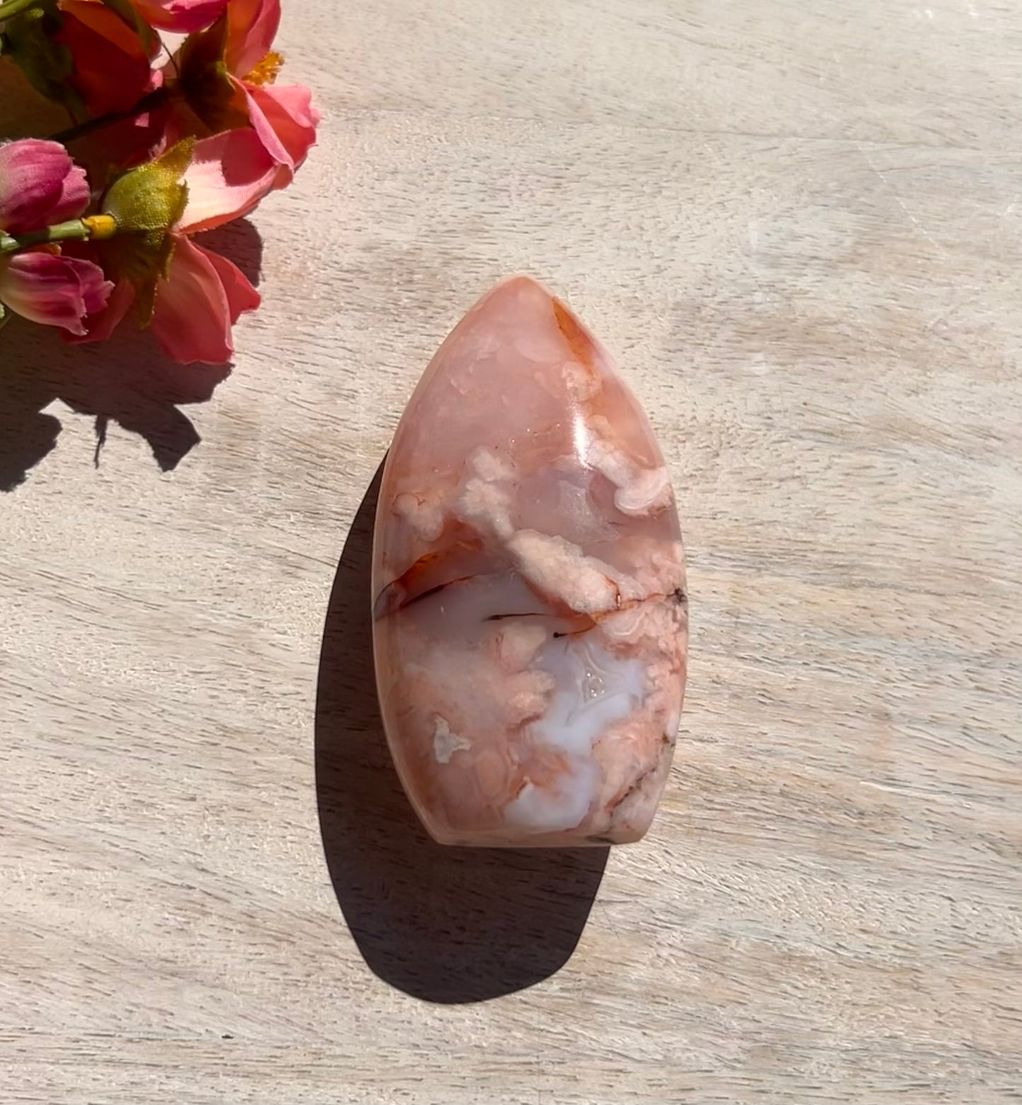 Pink Carnelian Flower Agate Flame - 1C