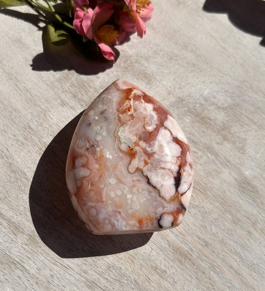Pink Carnelian Flower Agate Flame - 1A