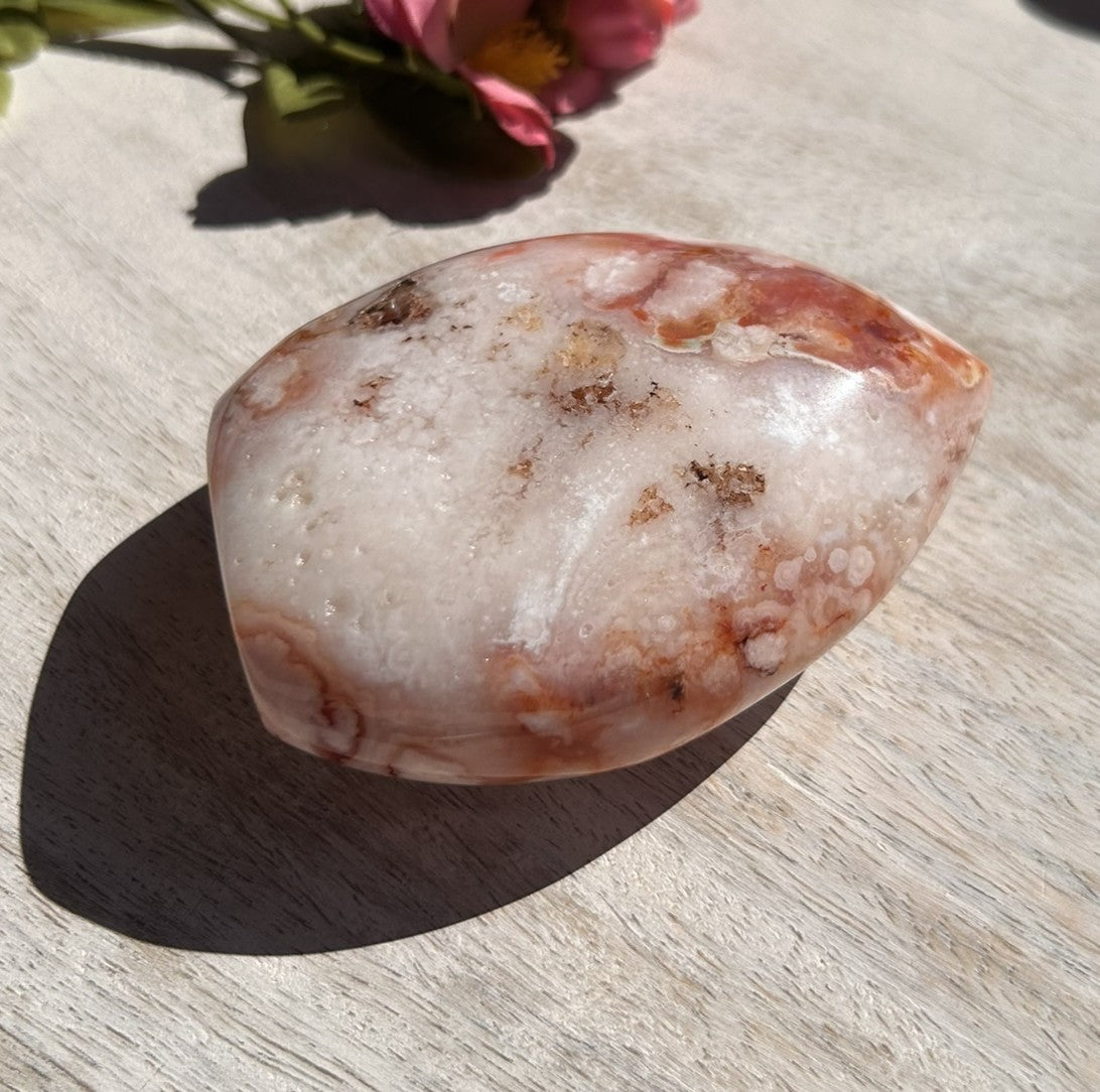 Pink Carnelian Flower Agate Flame - 1A