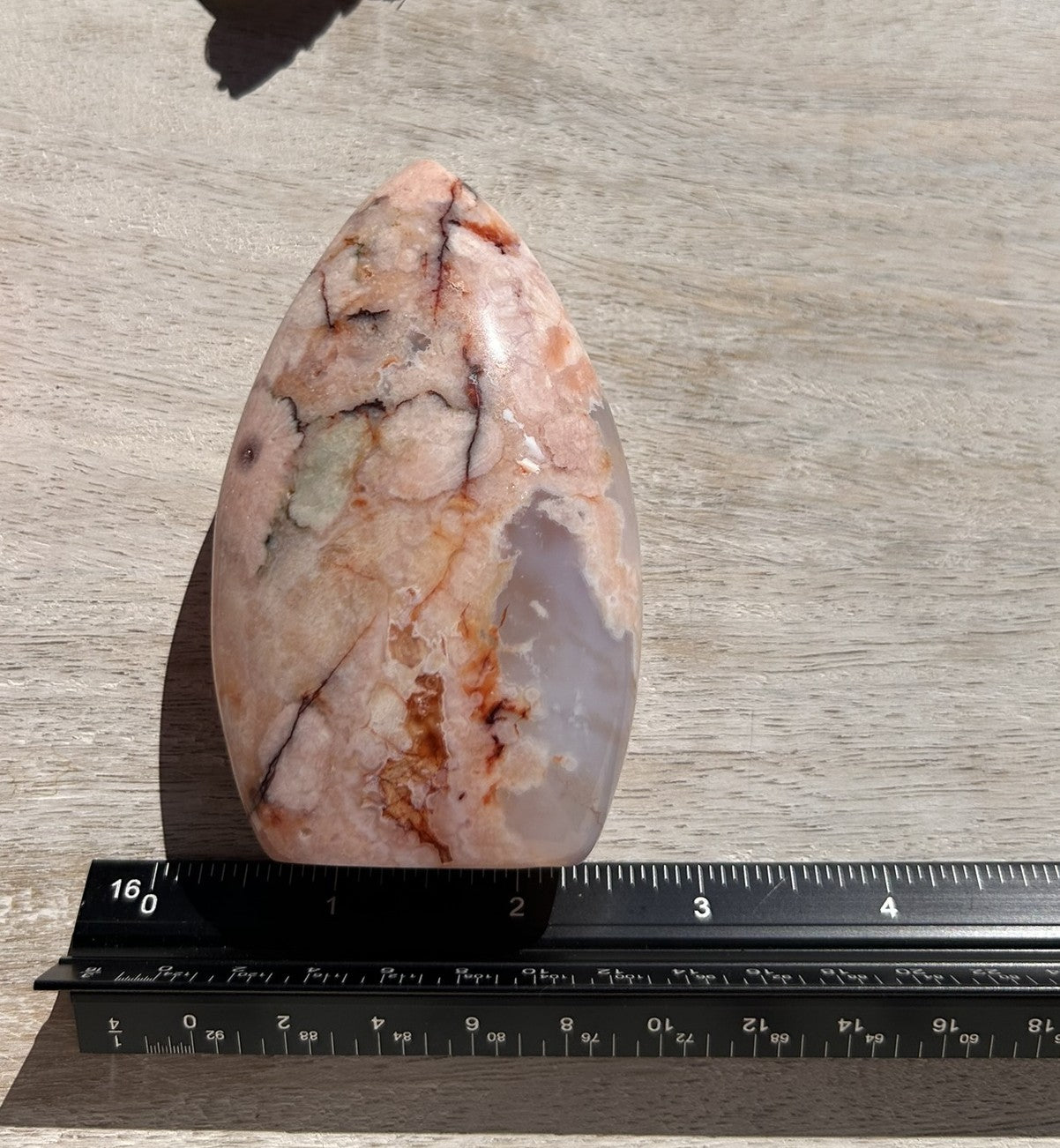Pink Carnelian Flower Agate Flame - 1E