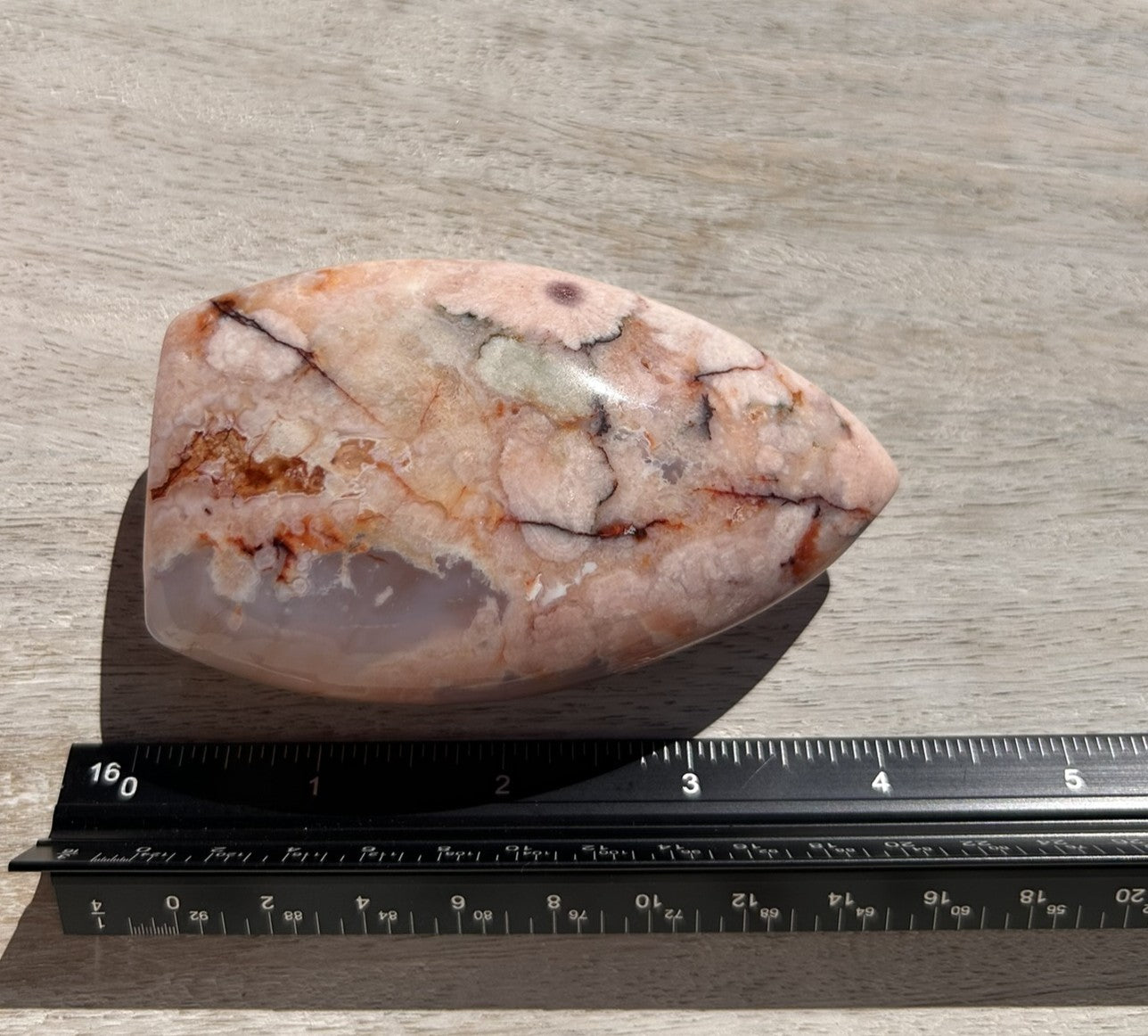 Pink Carnelian Flower Agate Flame - 1E