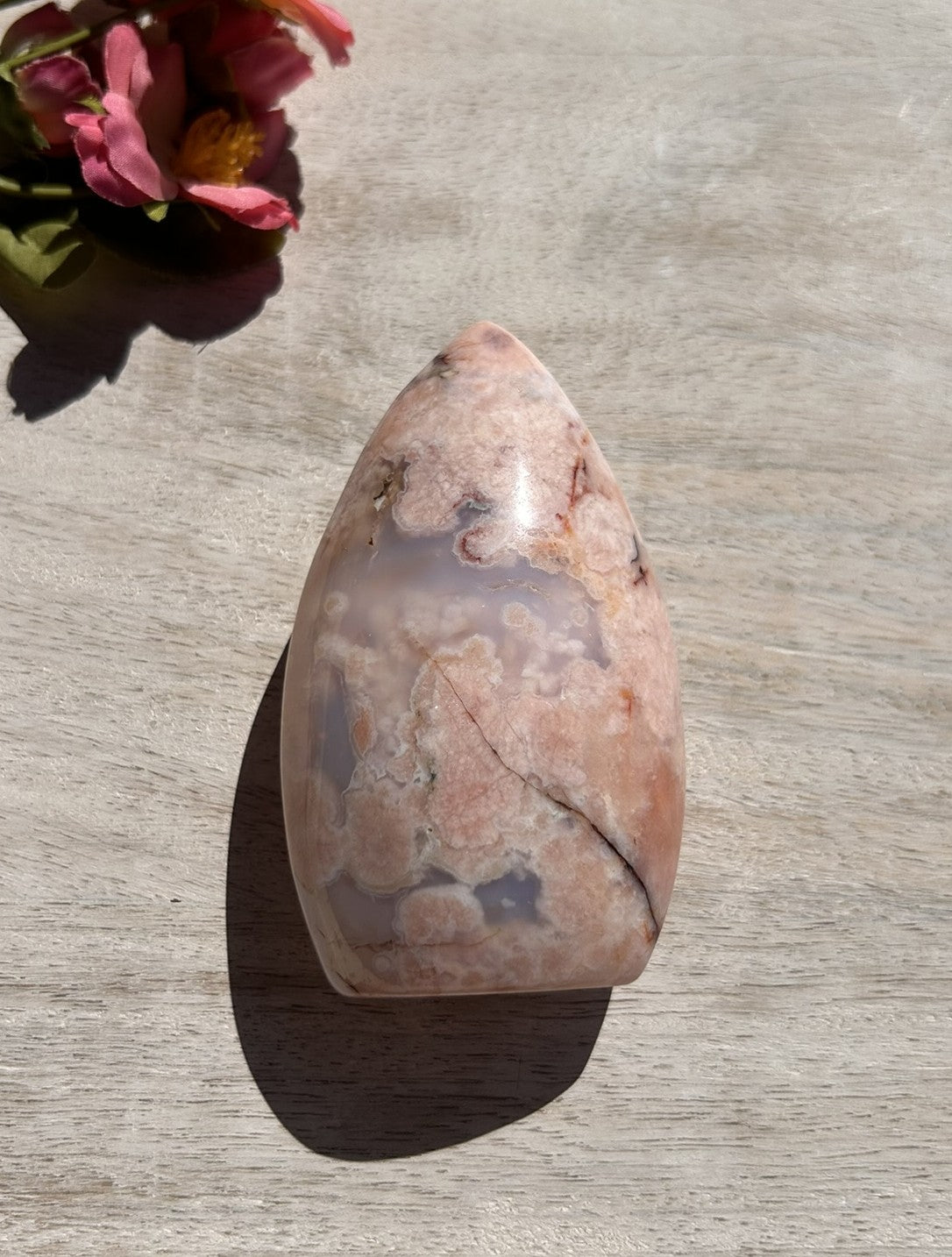 Pink Carnelian Flower Agate Flame - 1E