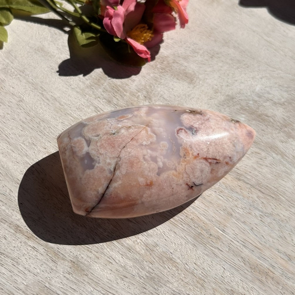 Pink Carnelian Flower Agate Flame - 1E