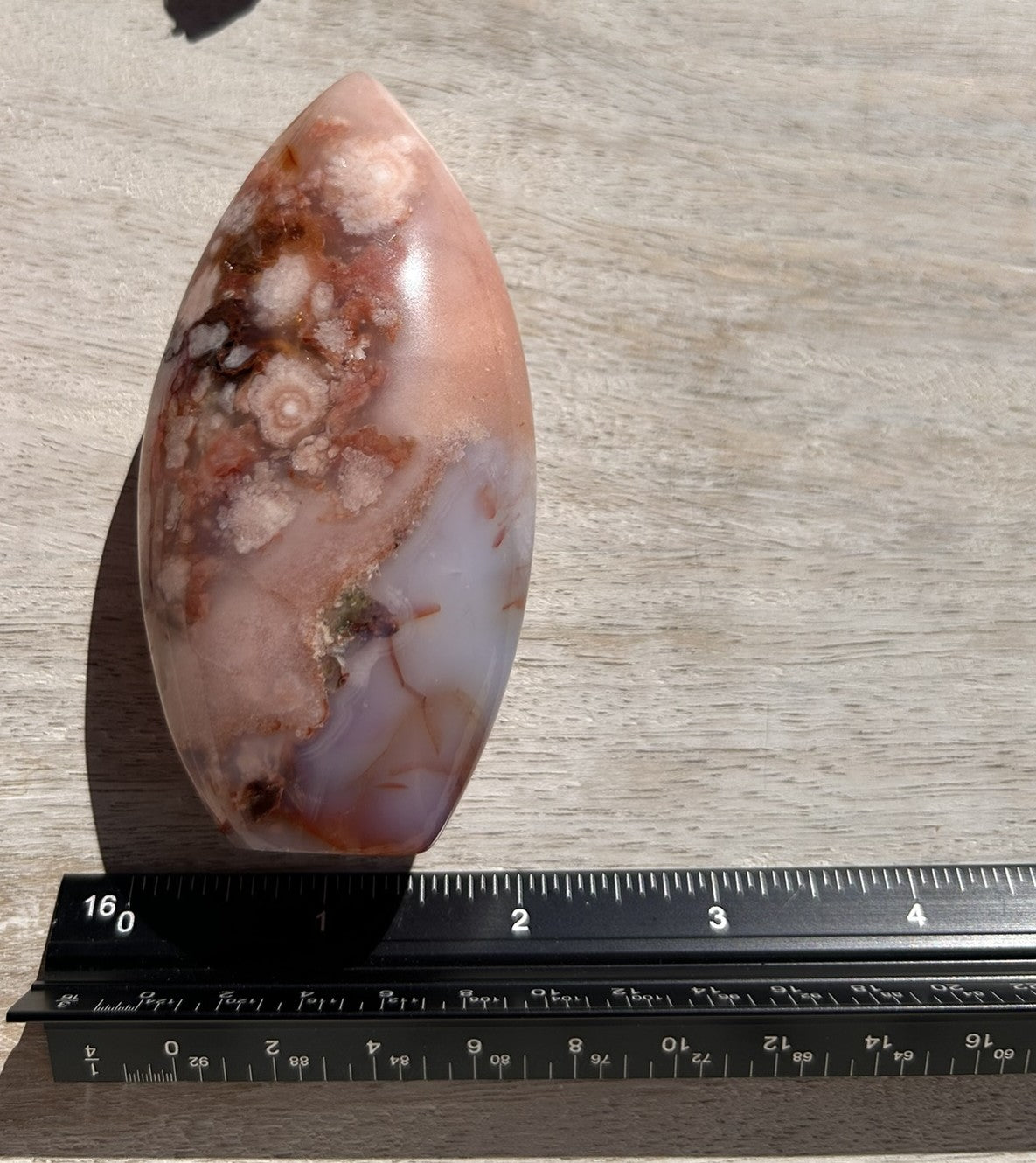Pink Carnelian Flower Agate Flame - 1B