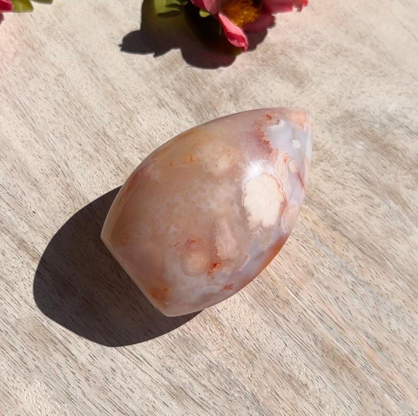 Pink Carnelian Flower Agate Flame - 1D