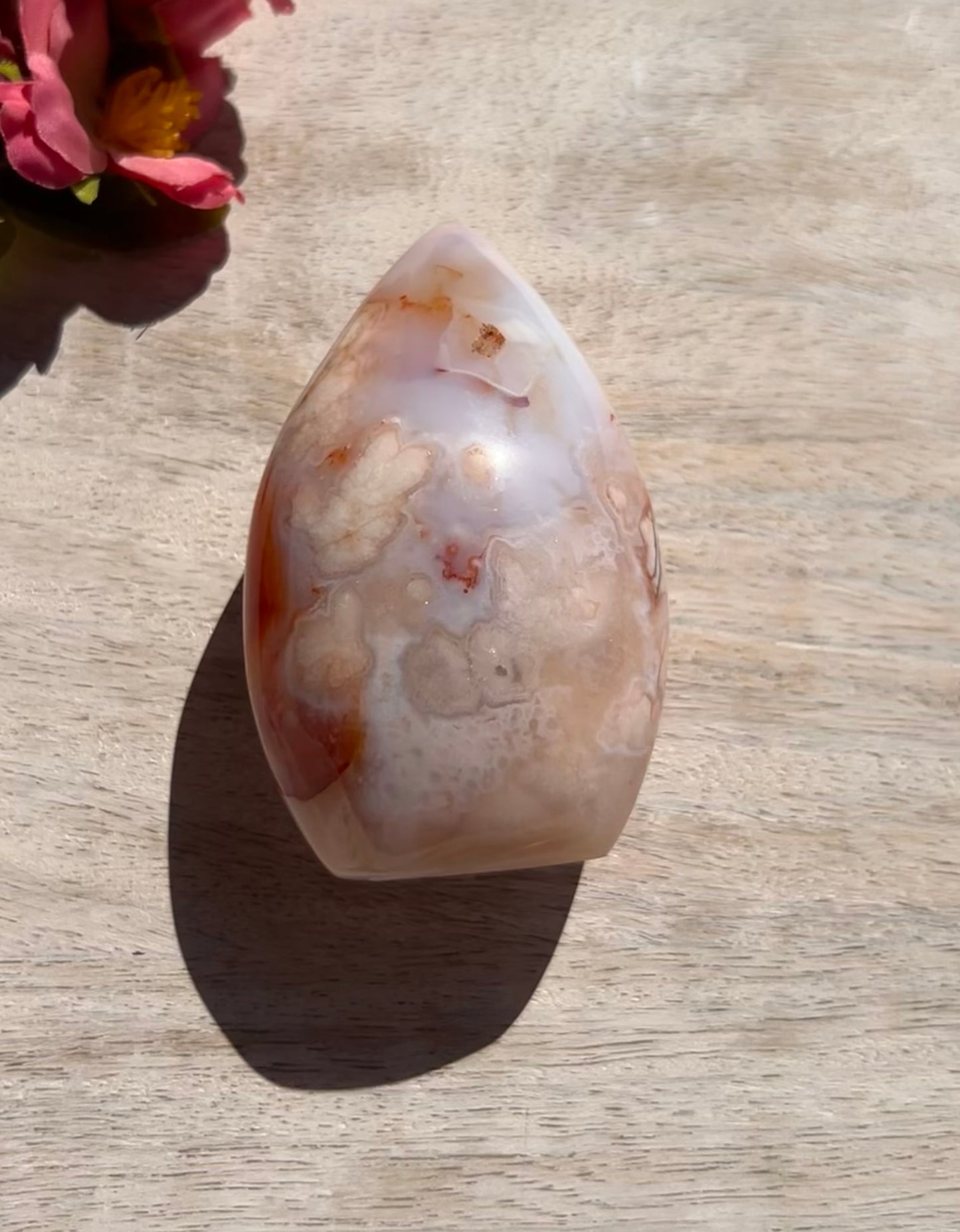 Pink Carnelian Flower Agate Flame - 1D