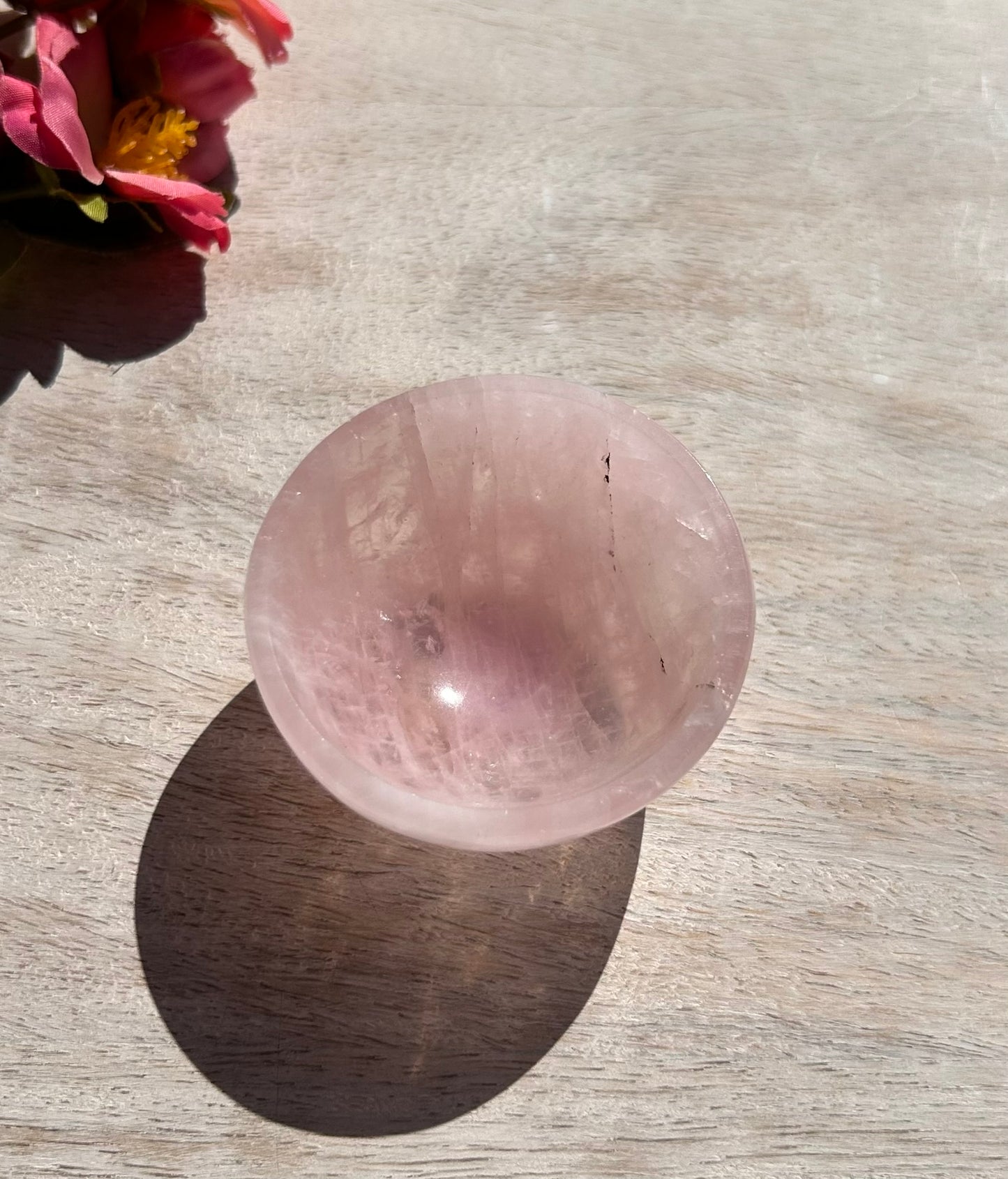 (One) Beautiful Rose Quartz Bowl - (2") - 1B
