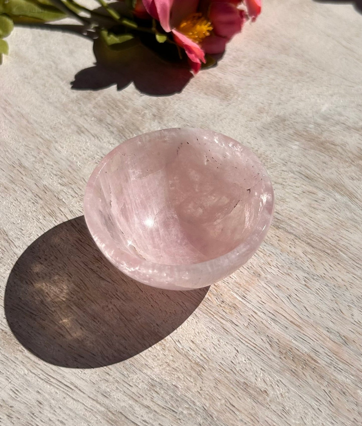 (One) Beautiful Rose Quartz Bowl - (2") - 1E