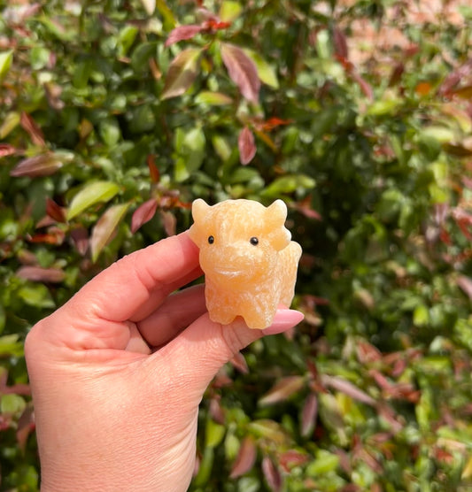 (One) 2" Orange Calcite Cow carving ~ $17.99ea