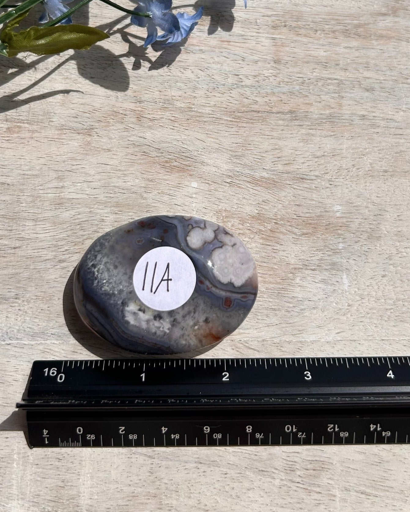 Blue Flower Agate Palm Stone -  11A