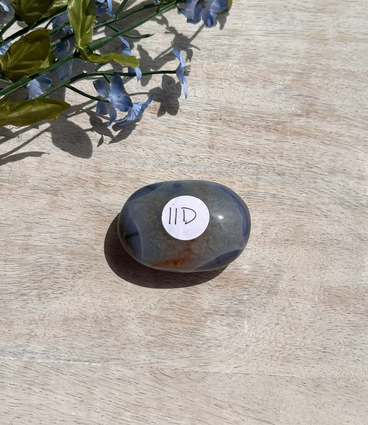 Blue Flower Agate Palm Stone - 11D