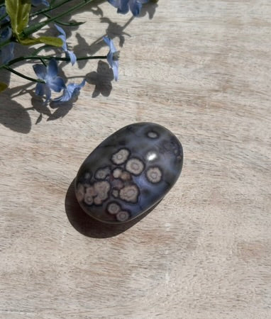 Blue Flower Agate Palm Stone - 11D