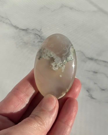 Flower Agate Palm Stone - FA10B