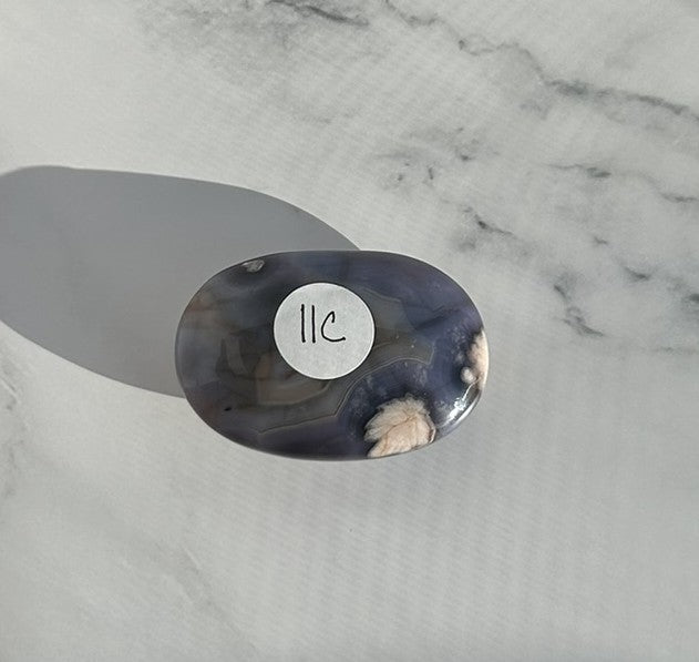 Blue Flower Agate Palm Stone - 11C