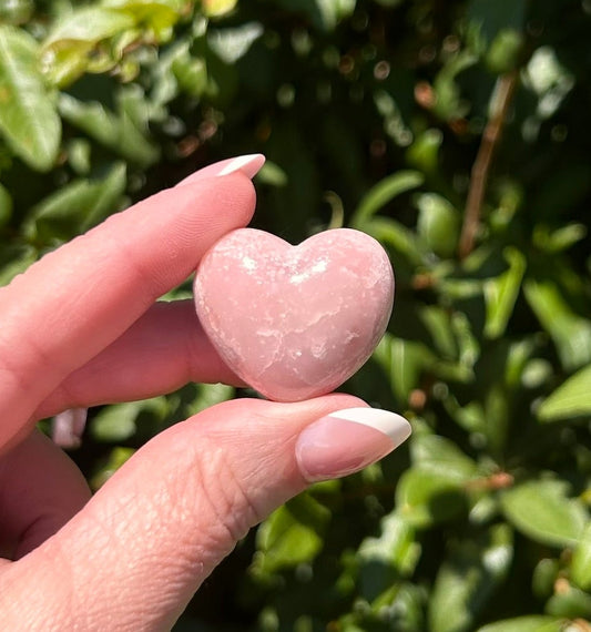 (One) 1" Pink Opal Heart carving - $7.99ea