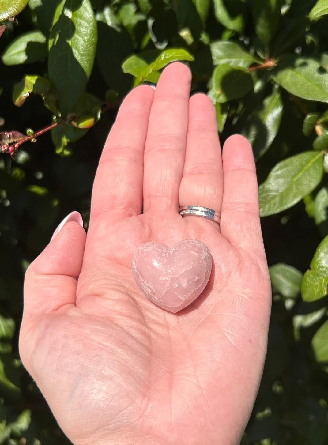 (One) 1" Pink Opal Heart carving - $7.99ea