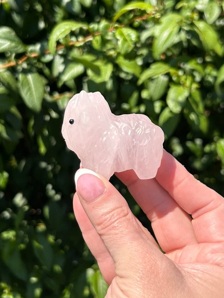 (One) 2" Rose Quartz Cow carving ~ $17.99ea