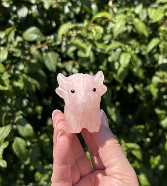 (One) 2" Rose Quartz Cow carving ~ $17.99ea