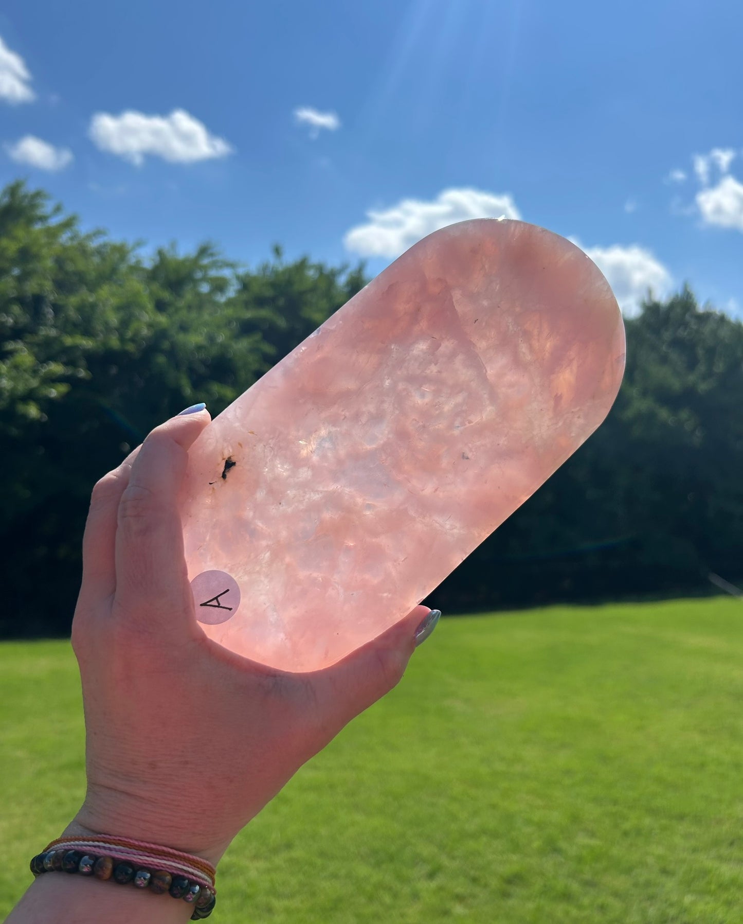 Beautiful Rose Quartz Oval Plate (8.2" x 3.8") - #A