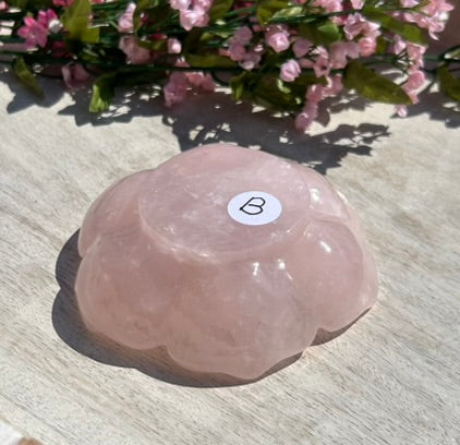 Beautiful Rose Quartz Flower Bowl (4.5") - #B