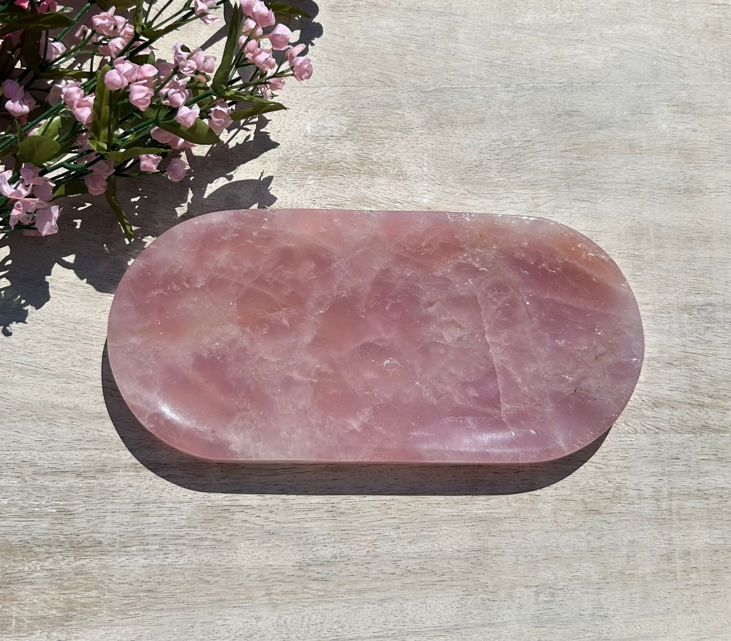 Beautiful Rose Quartz Oval Plate (8.2" x 3.8") - #A