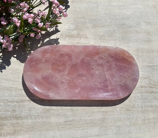 Beautiful Rose Quartz Oval Plate (8.2" x 3.8") - #A