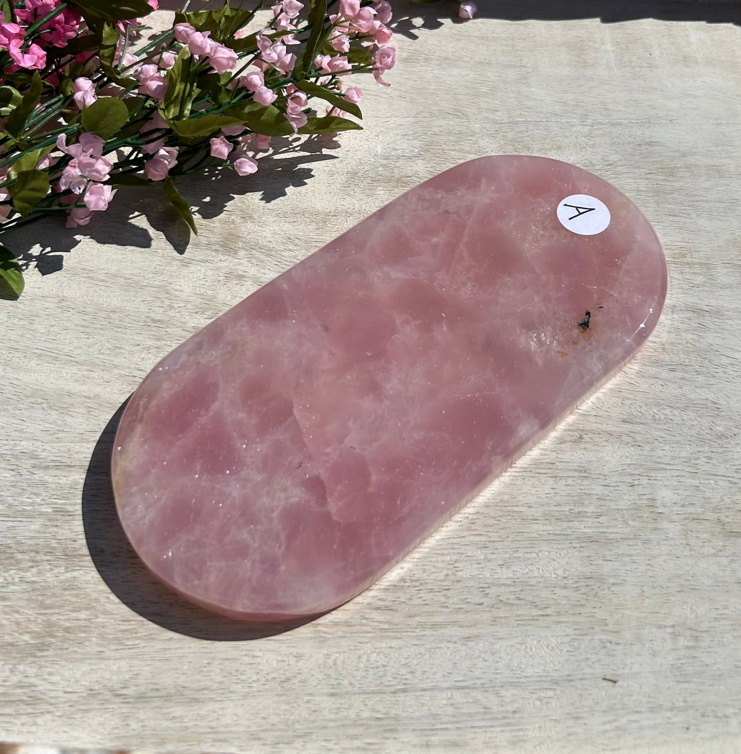 Beautiful Rose Quartz Oval Plate (8.2" x 3.8") - #A
