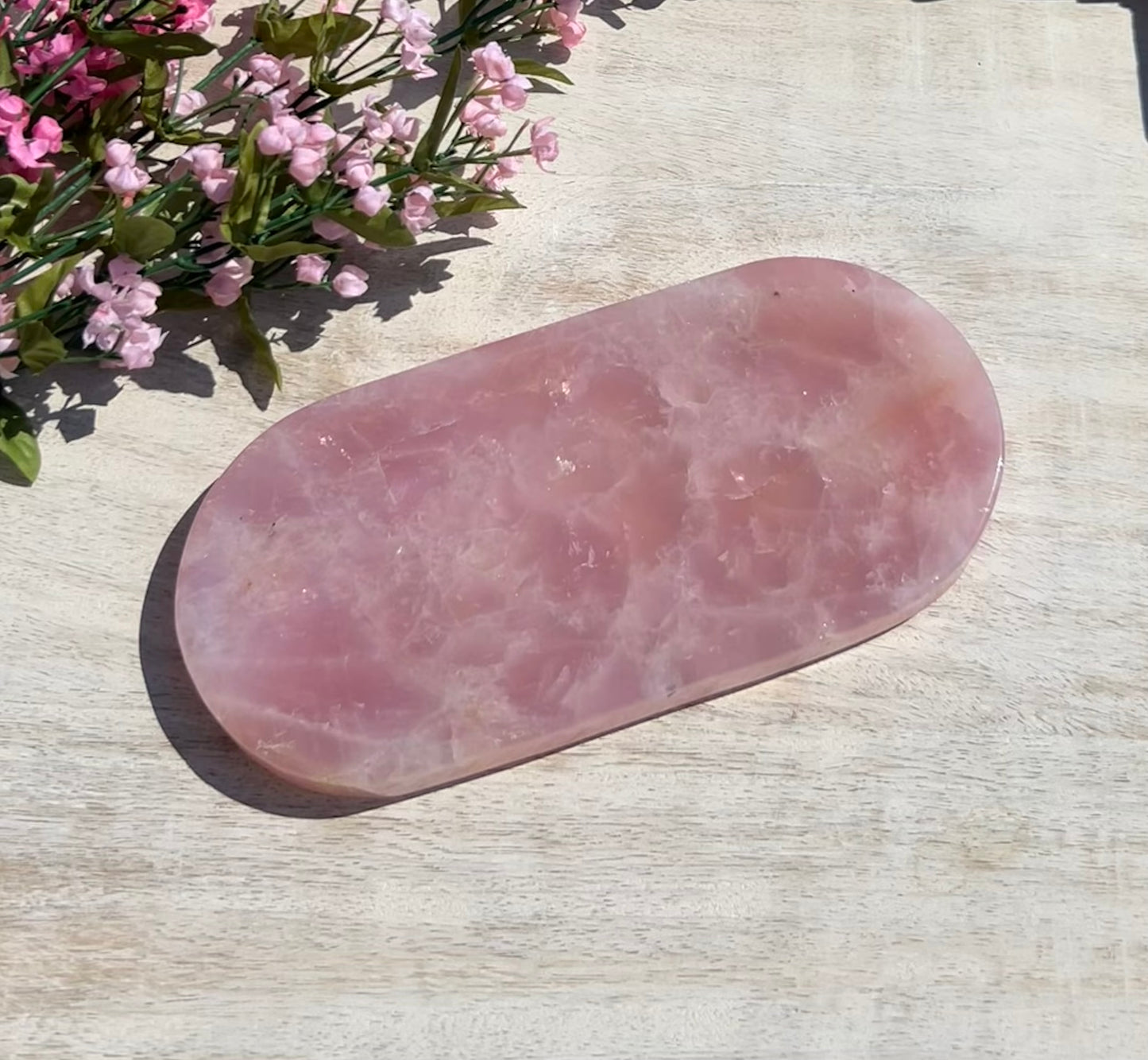 Beautiful Rose Quartz Oval Plate (8.2" x 3.8") - #A