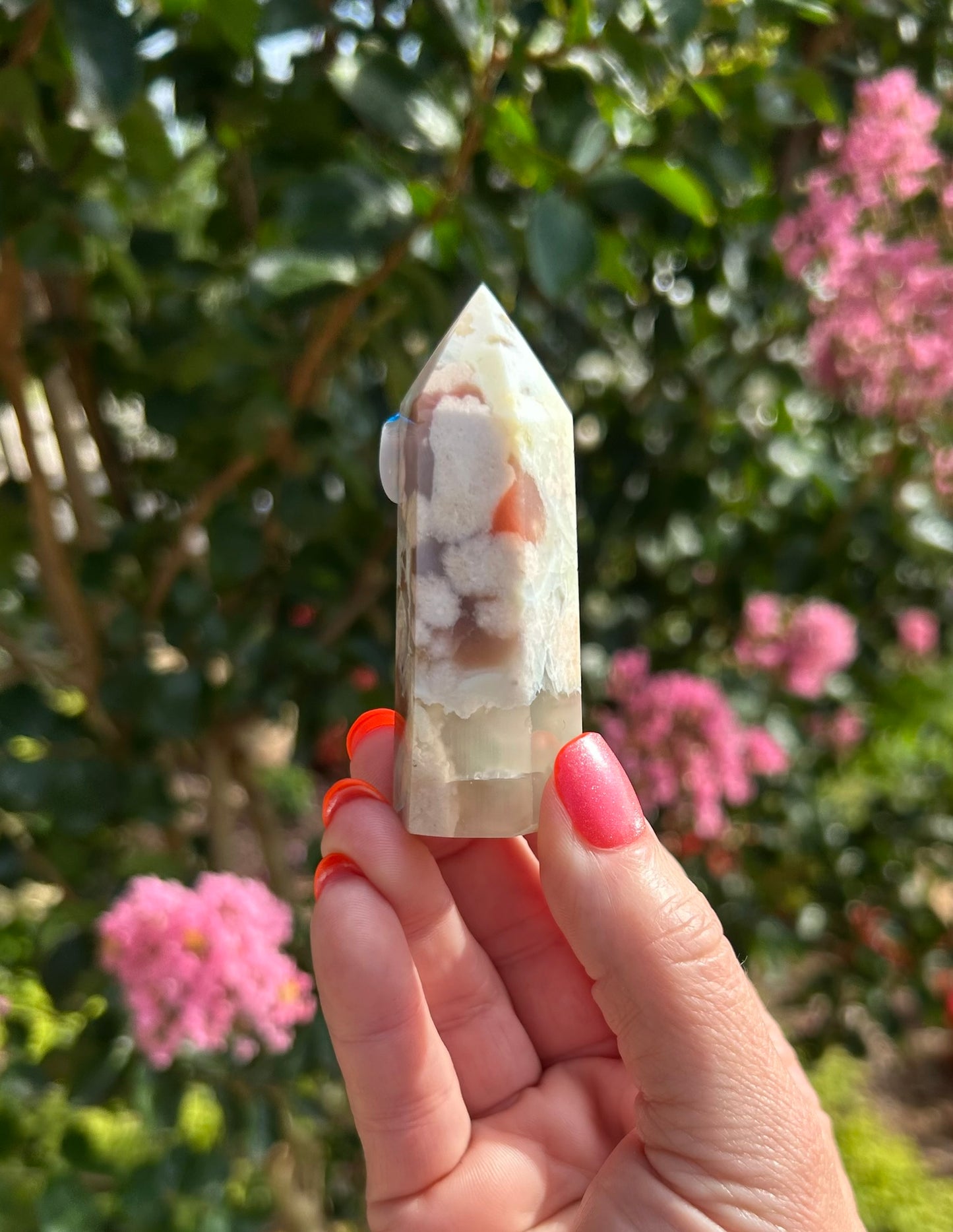 Green Flower Agate Tower (2.3") - #A