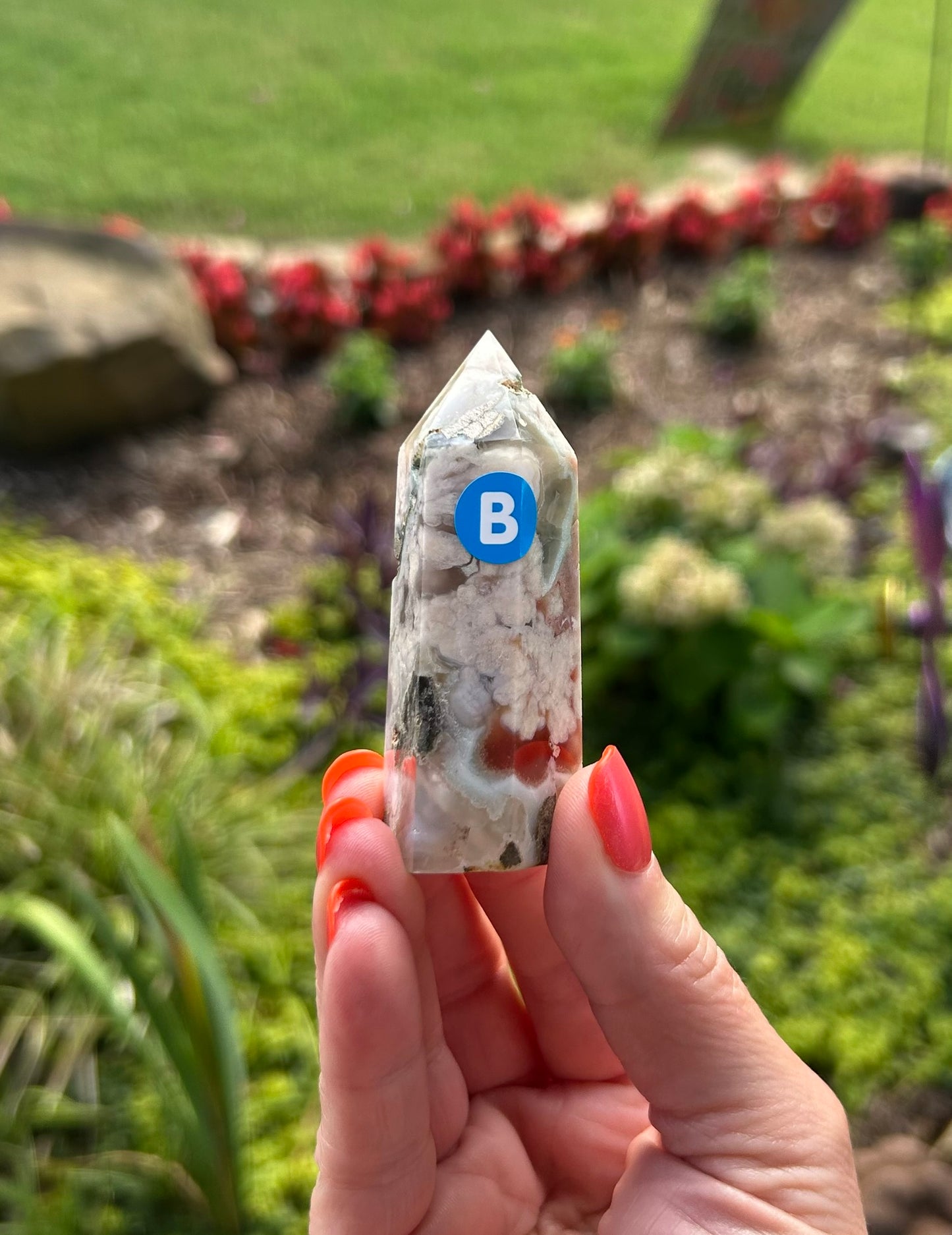 Green Flower Agate Tower (2.3") - #B
