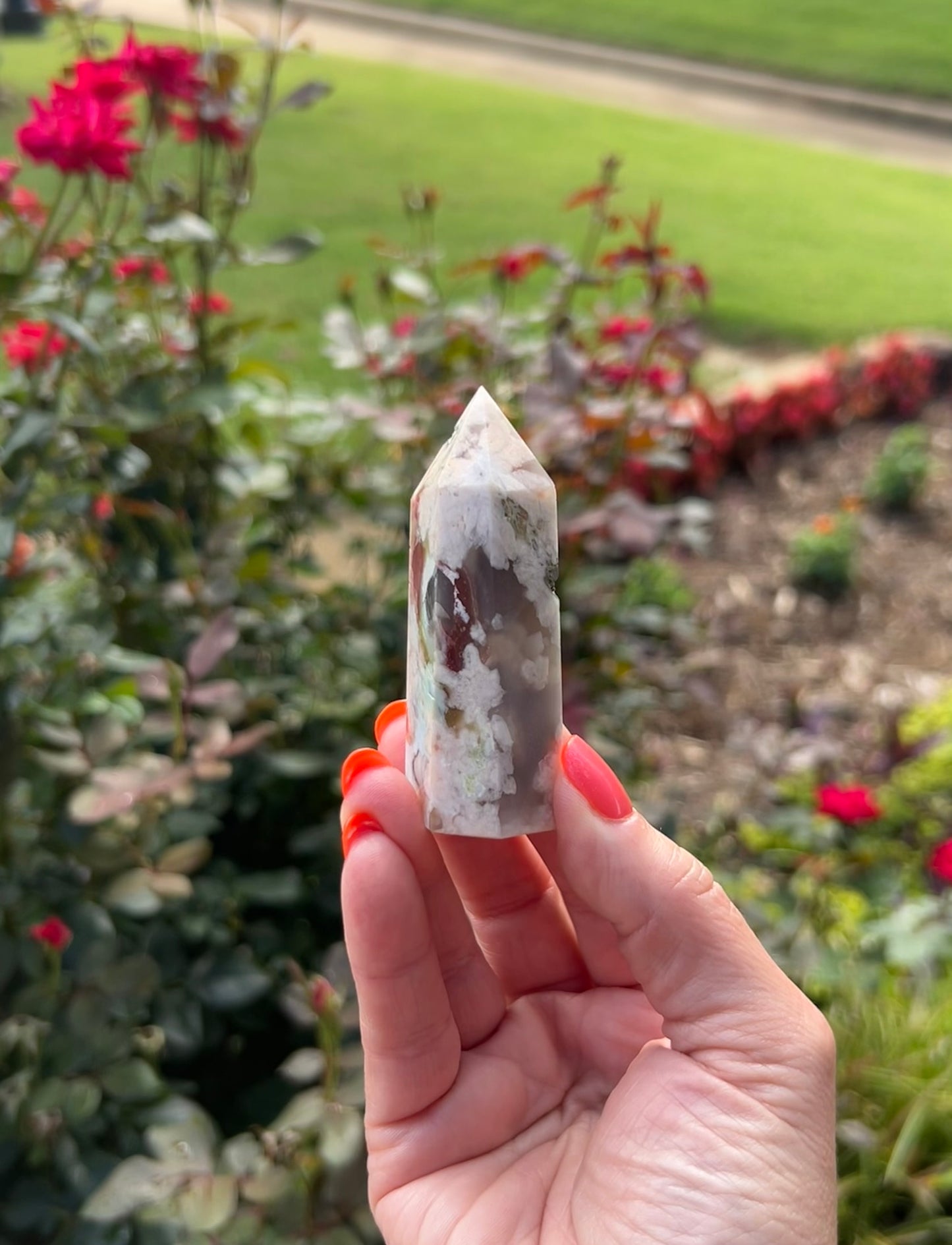 Green Flower Agate Tower (2.3") - #B